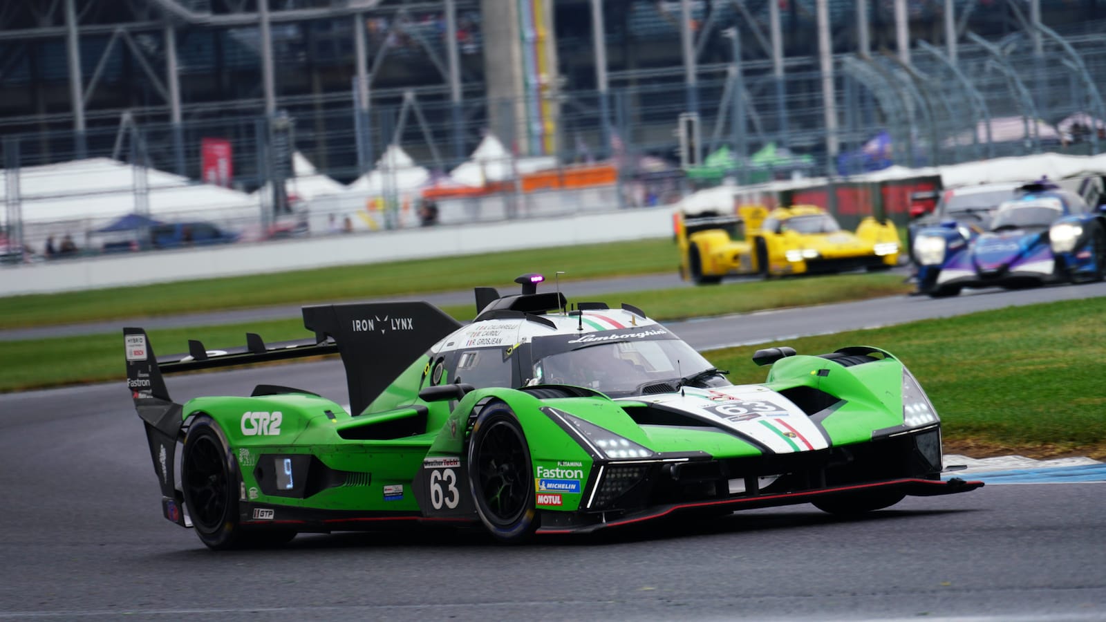 Romain Grosjean was the first driver to put the #63 Lamborghini into an IMSA race lead