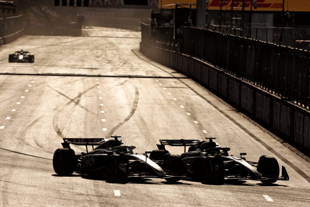 Bearman and Hamilton went wheel-to-wheel at Baku