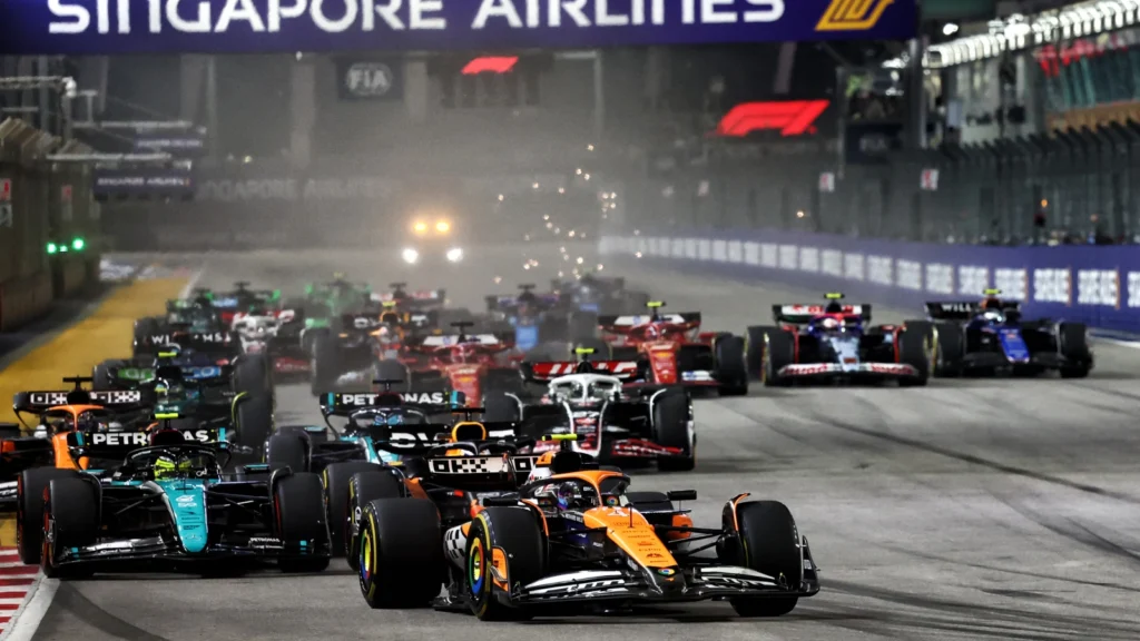 Lando Norris led from lights out at Singapore