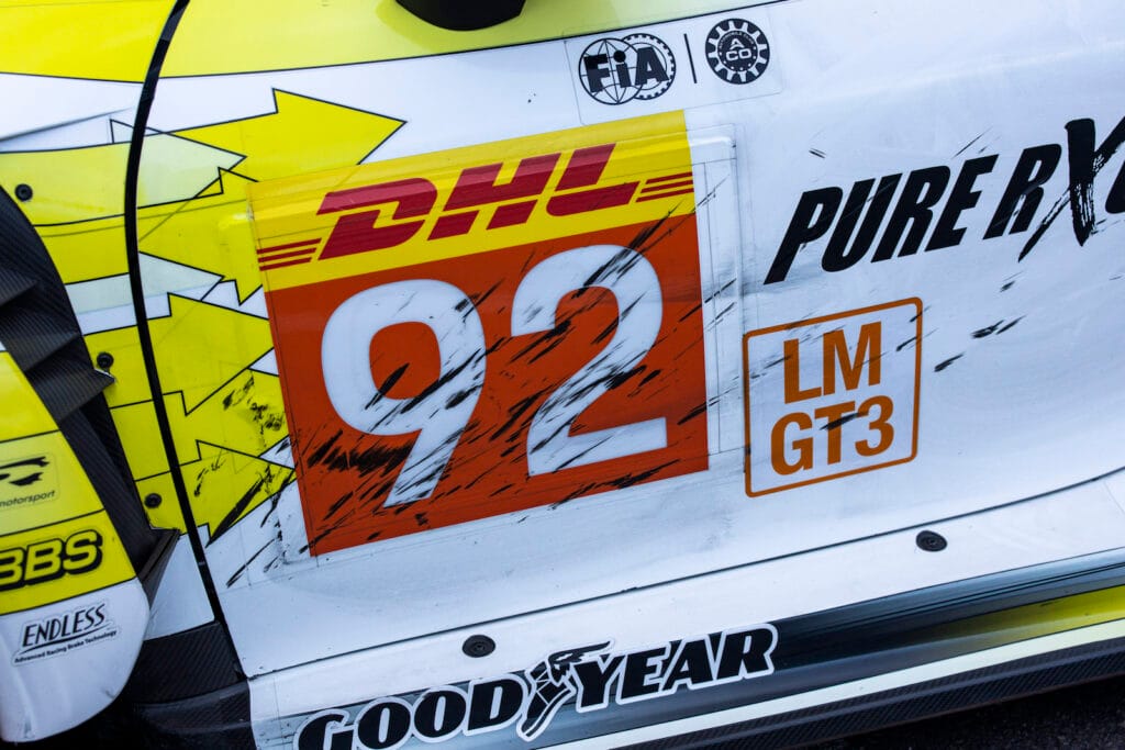 The #92 Manthey PureRxing Porsche 911 LMGT3.R is posed to take championship glory in Bahrain