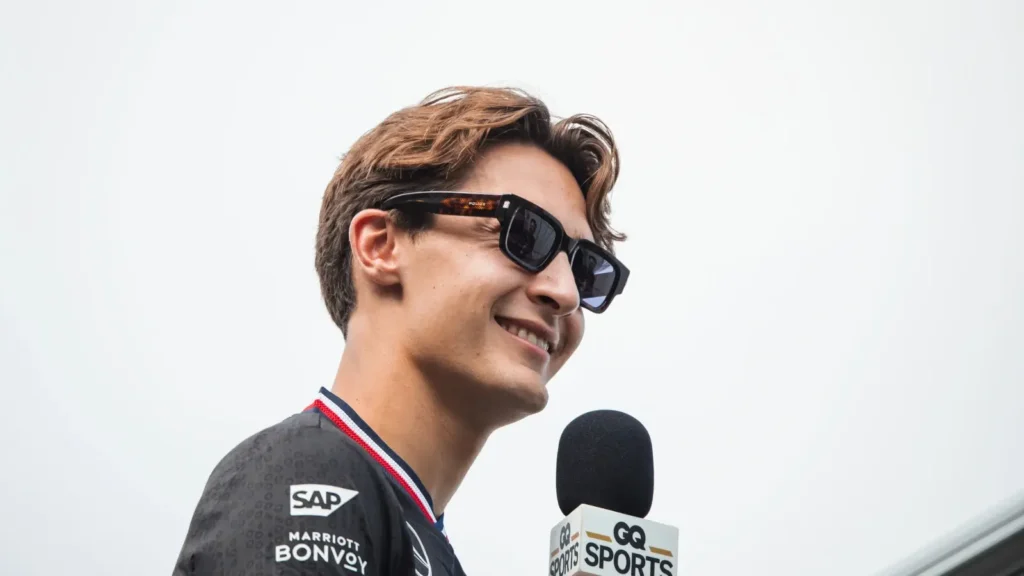 George Russell in the COTA paddock