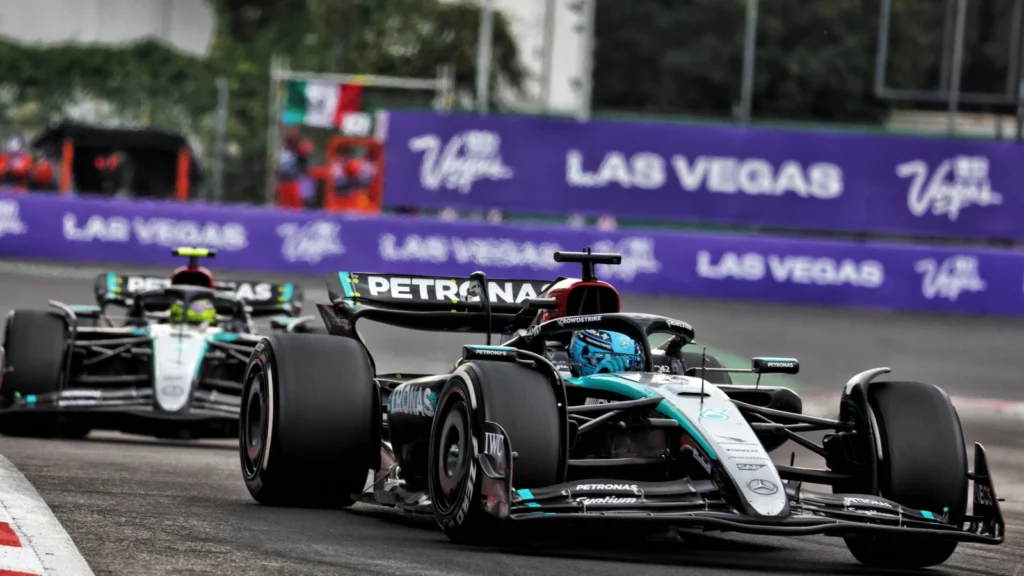 George Russell ran the older spec Mercedes in Mexico