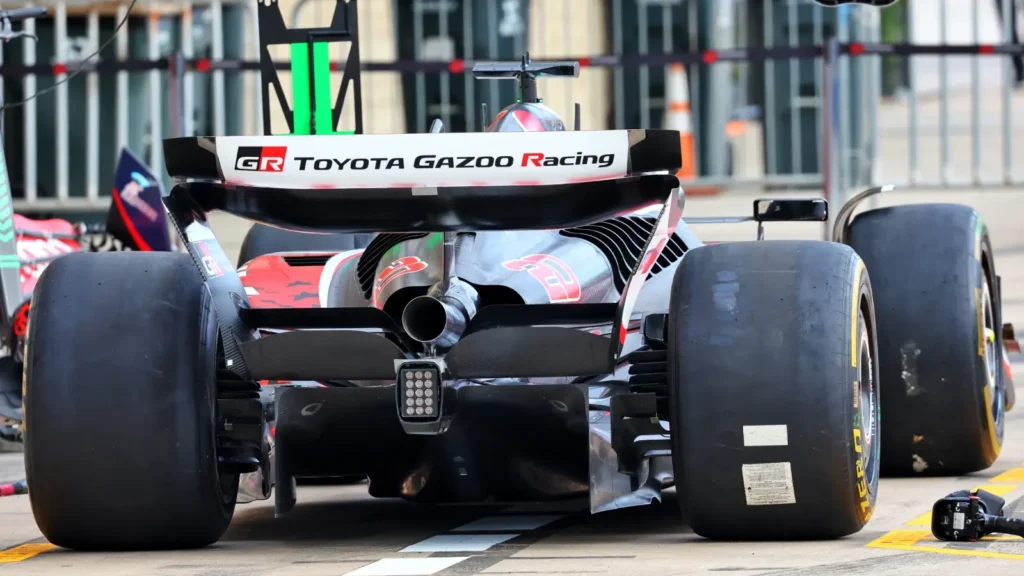 Haas in the COTA pit lane