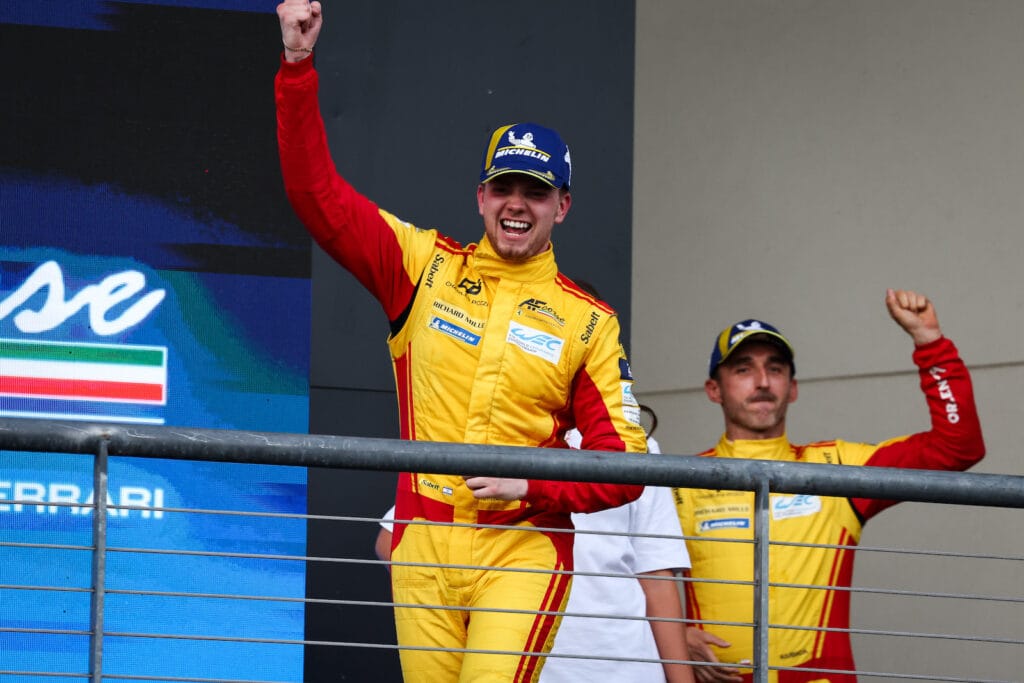 Robert Shwartzman celebrated finishing on the top step at COTA