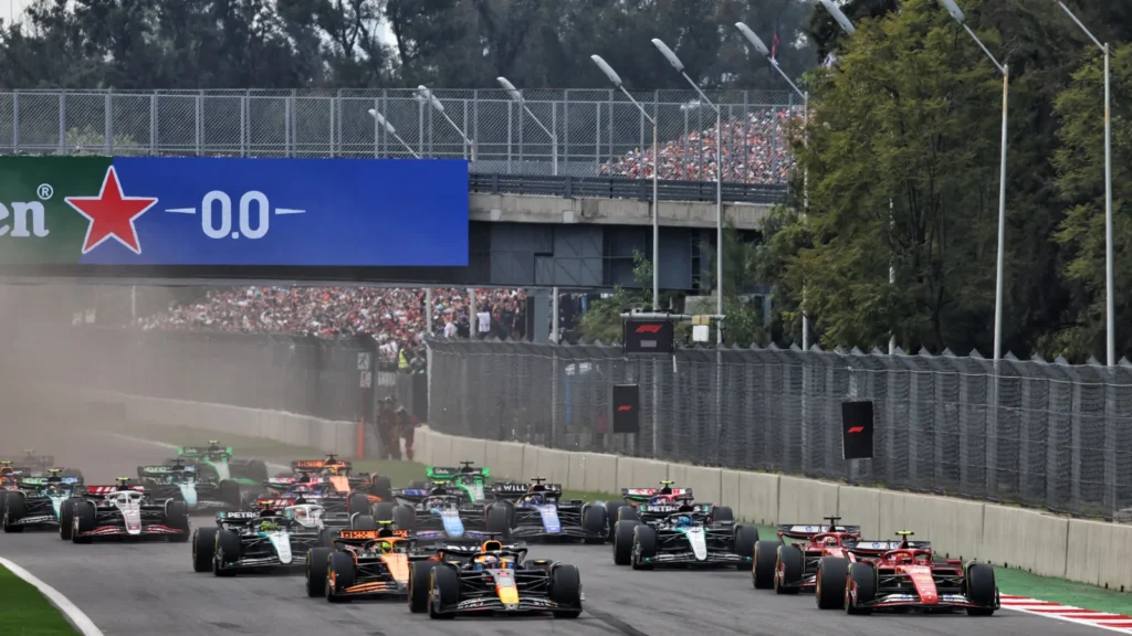 Max Verstappen seized the lead at the start from Carlos Sainz in Mexico