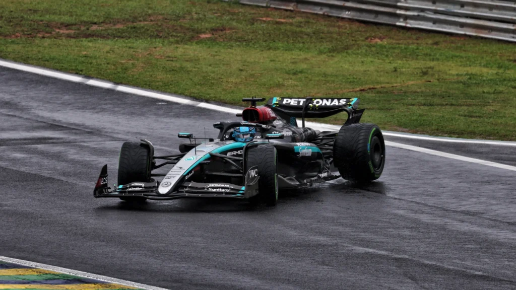 George Russell scraped through Q1 to wind up on the front row in Brazil