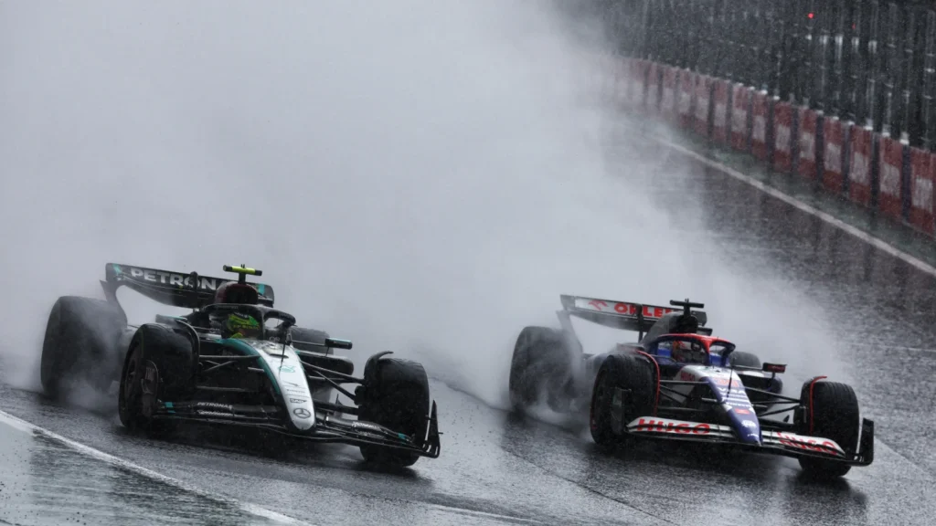 Lewis Hamilton had several battles during the Brazil GP