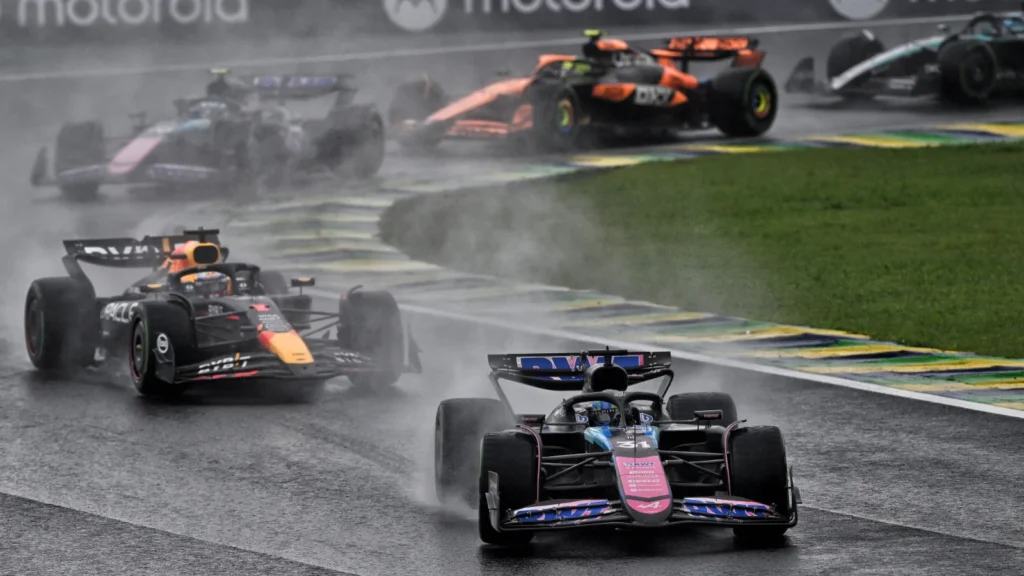 Esteban Ocon led several laps en route to second place in Brazil as Alpine took a double podium