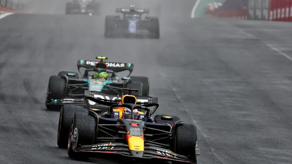 Max Verstappen charged through the pack on the opening lap in Brazil