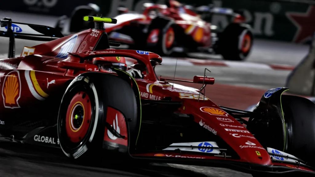 The Ferrari drivers battled hard in Las Vegas