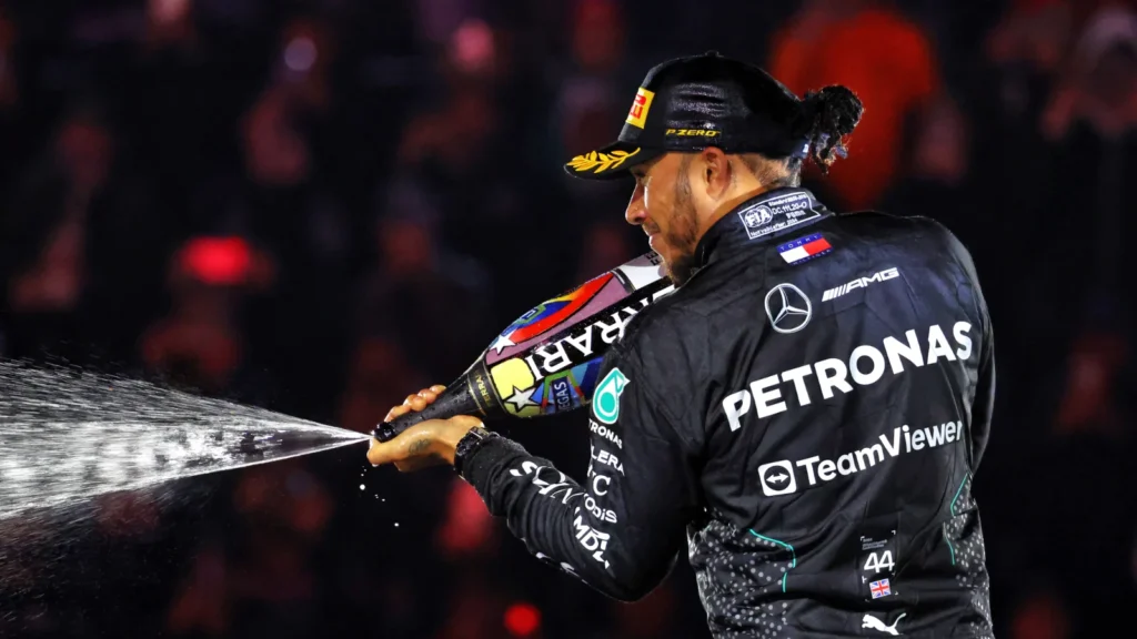 Lewis Hamilton ended up second in Las Vegas behind Mercedes team-mate George Russell