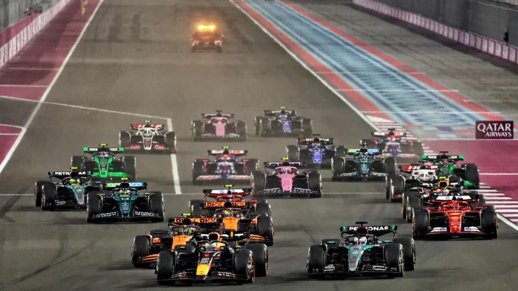 George Russell lost the lead to Max Verstappen at the start in the Qatar GP