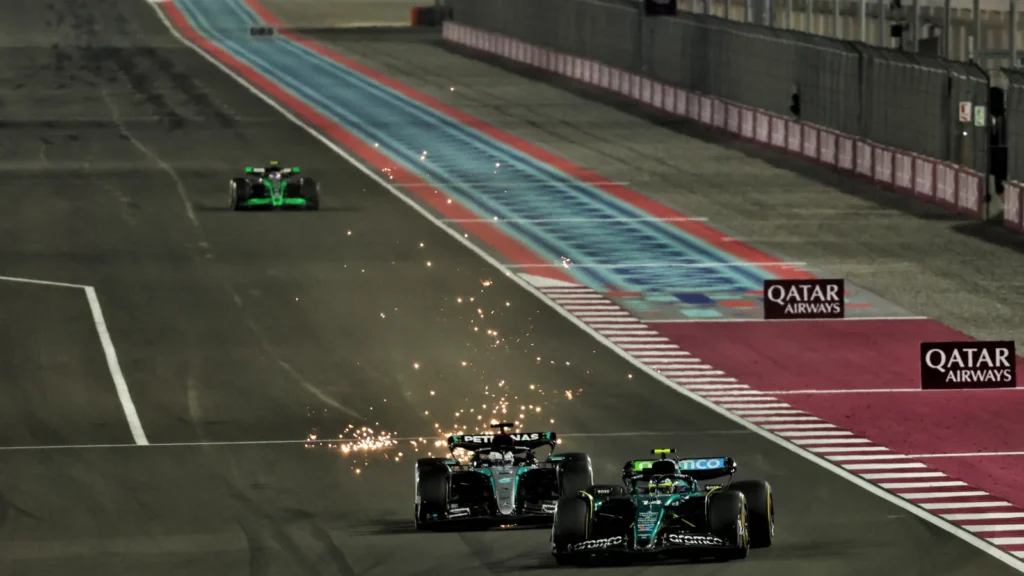 George Russell got stuck behind Fernando Alonso following his slow pitstop in Qatar