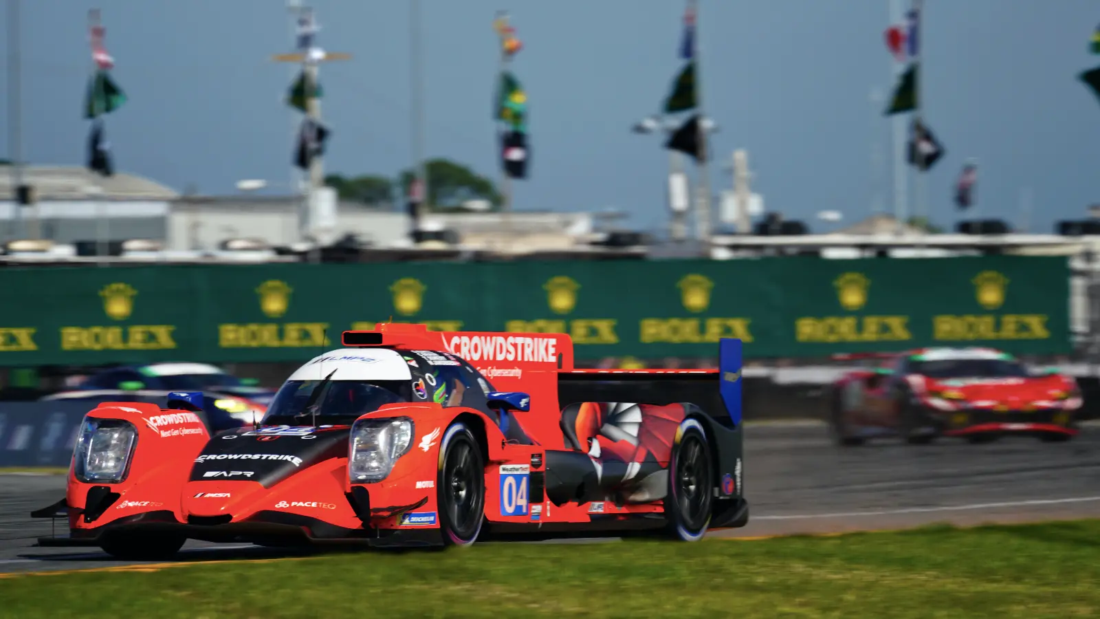 The #04 Crowdstrike Racing by APR Oreca 07 LMP2 at the 24 Hours of Daytona, 2024