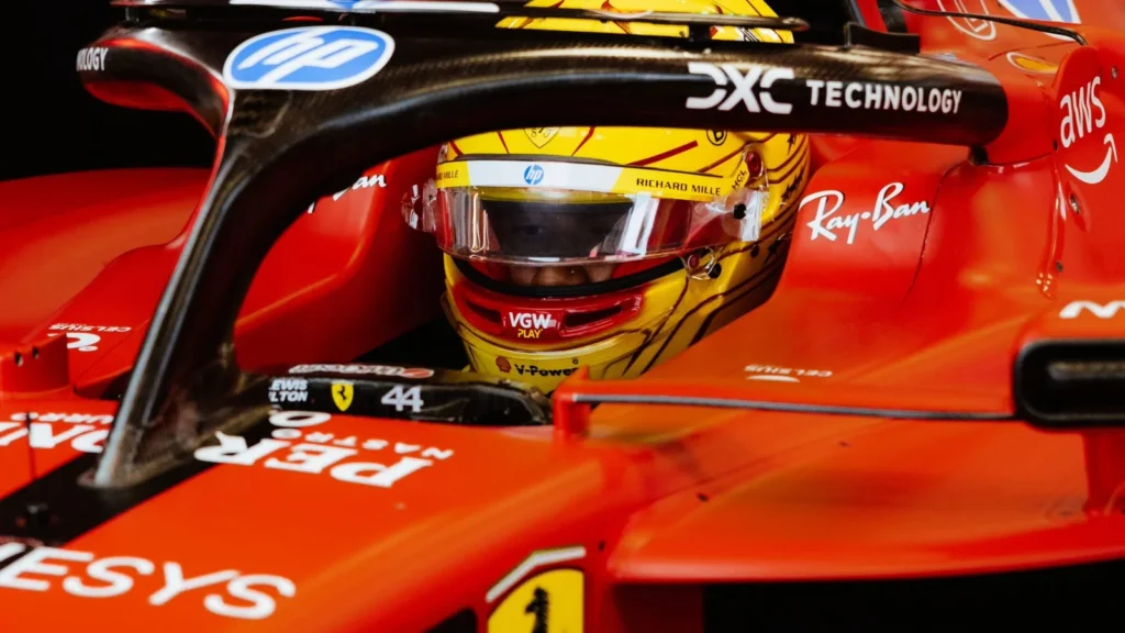 Lewis Hamilton has revived his past helmet colour at Ferrari