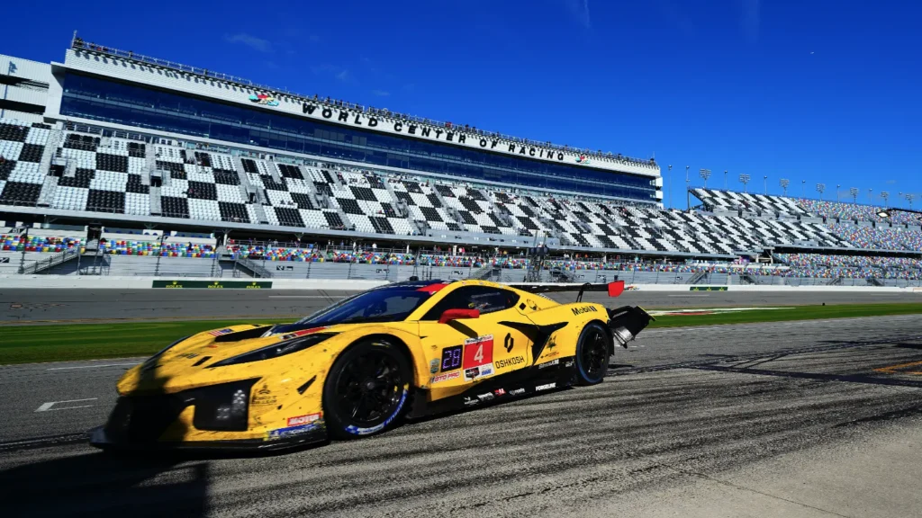 Corvette Racing's mechanics added tape at two pit stops to hold off the rear bumper