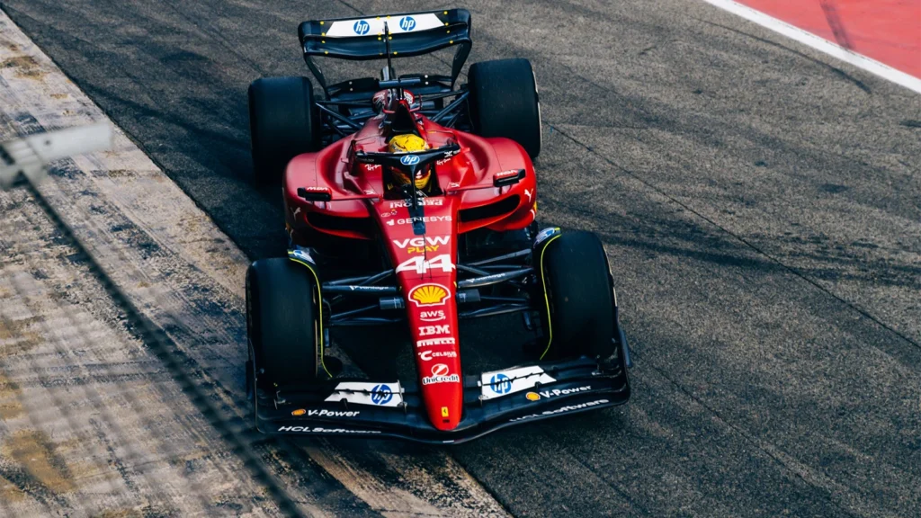 Lewis Hamilton has been back out on track with Ferrari