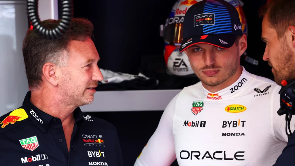 (L to R): Christian Horner (GBR) Red Bull Racing Team Principal with Max Verstappen (NLD) Red Bull Racing. 18.05.2024. Formula 1 World Championship, Rd 7, Emilia Romagna Grand Prix, Imola, Italy, Qualifying Day