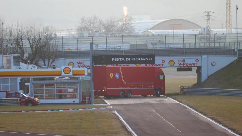 Ferrari arrived early at Fiorano to set up proceedings for Lewis Hamilton's much-anticipated appearance