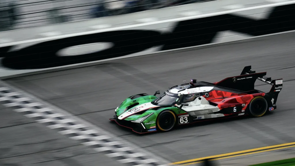 The #63 Lamborghini SC63 GTP was the first official retirement of the 2025 Daytona 24 Hours