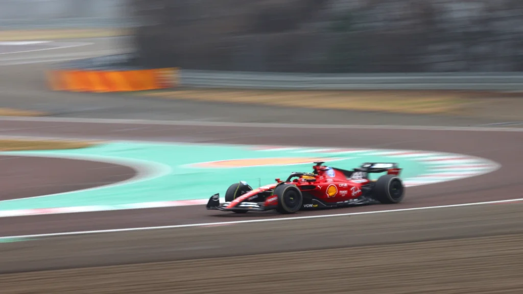 Lewis Hamilton completed a total of around 30 laps in his first outing in a Ferrari F1 car