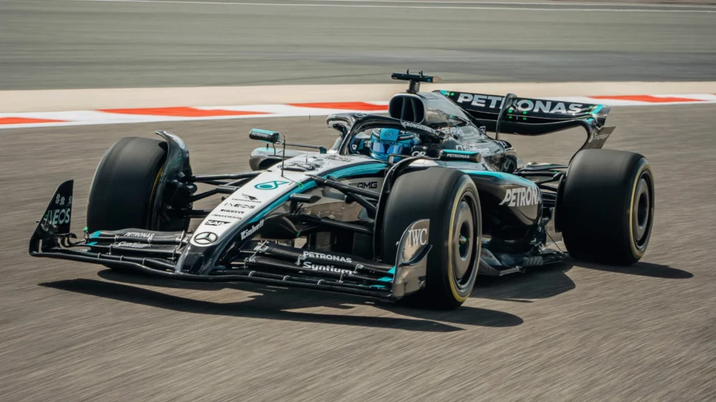 George Russell was the first to sample the Mercedes W16 - Credit: Mercedes