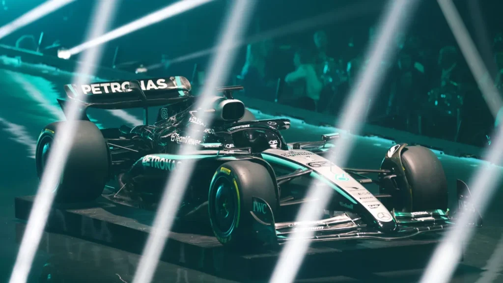 Mercedes have dropped the red INEOS branding from its 2025 F1 challenger - Credit: Mercedes